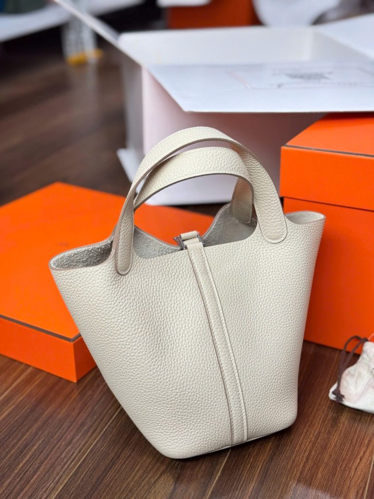 Túi Xách Hermes Picotin Like Auth Nữ Màu Trắng 18cm (2)