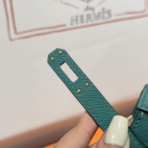 Túi Xách Like Auth Hermes Kelly Nữ Màu Xanh Khoá Vàng 25cm (2)