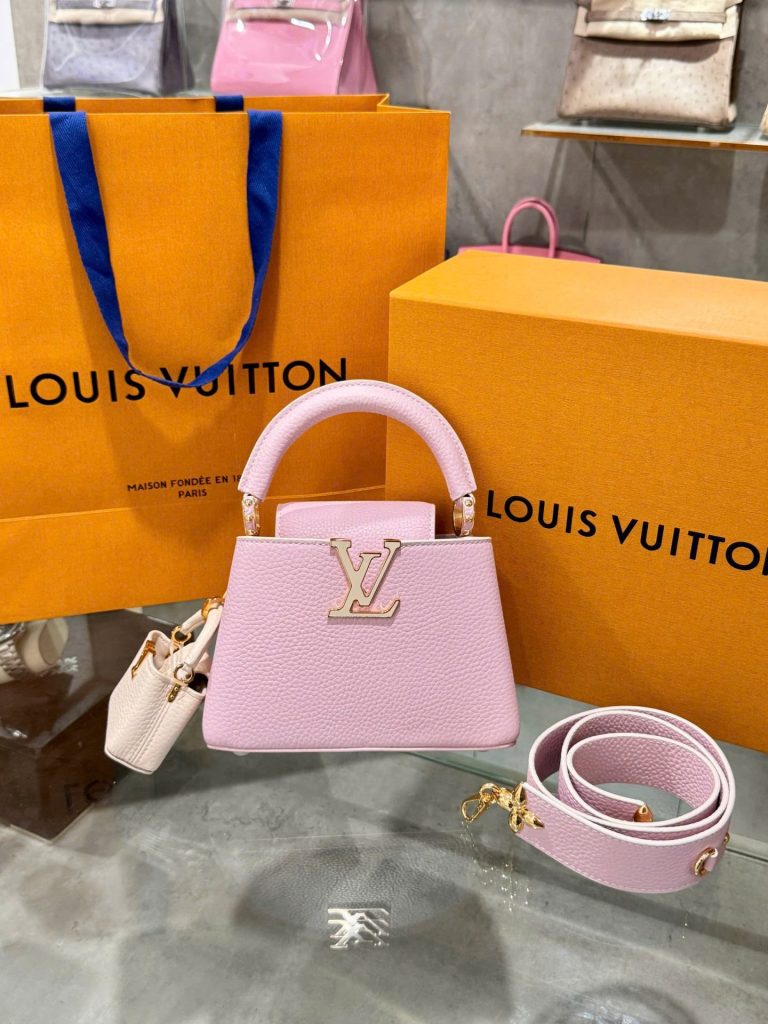 Túi Xách Louis Vuitton LV Capucines Nữ Màu Hồng Siêu Cấp 21cm (2)