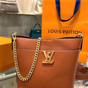 Túi Xách Louis Vuitton LV Lock And Walk Siêu Cấp Nữ Màu Nâu 20cm (2)