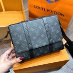 Túi Xách Nam Louis Vuitton LV Eclipse Siêu Cấp Hoạ Tiết Monogram Màu Xám 24x18x5 (2)