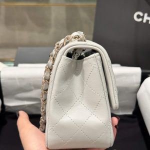 Túi Xách Nữ Chanel Classic Mini Siêu Cấp Màu Xám Khoá Vàng Hồng 17cm (2)