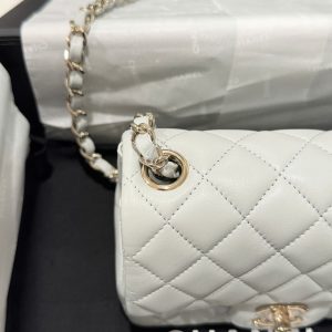 Túi Xách Nữ Chanel Classic Mini Siêu Cấp Màu Xám Khoá Vàng Hồng 17cm (2)