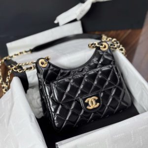 Túi Xách Nữ Chanel Small Hobo Like Auth Màu Đen Bóng 17x19x6cm (2)