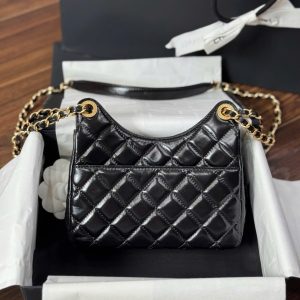 Túi Xách Nữ Chanel Small Hobo Like Auth Màu Đen Bóng 17x19x6cm (2)