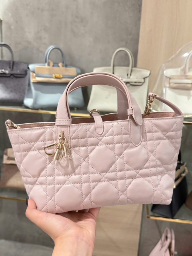 Túi Xách Nữ Dior Hobo Siêu Cấp Màu Hồng Nhạt 28.5x19x21 (2)