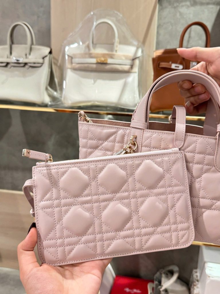 Túi Xách Nữ Dior Hobo Siêu Cấp Màu Hồng Nhạt 28.5x19x21 (2)