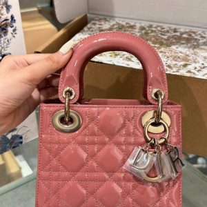 Túi Xách Nữ Dior Lady Replica 11 Cao Cấp Da Bóng Màu Hồng 17cm (2)