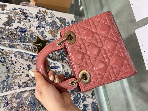 Túi Xách Nữ Dior Lady Replica 11 Cao Cấp Da Bóng Màu Hồng 17cm (2)