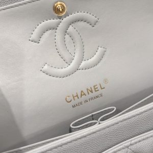 Túi Xách Nữ Hàng Hiệu Chanel Classic Màu Xám Khoá Vàng 23cm (2)