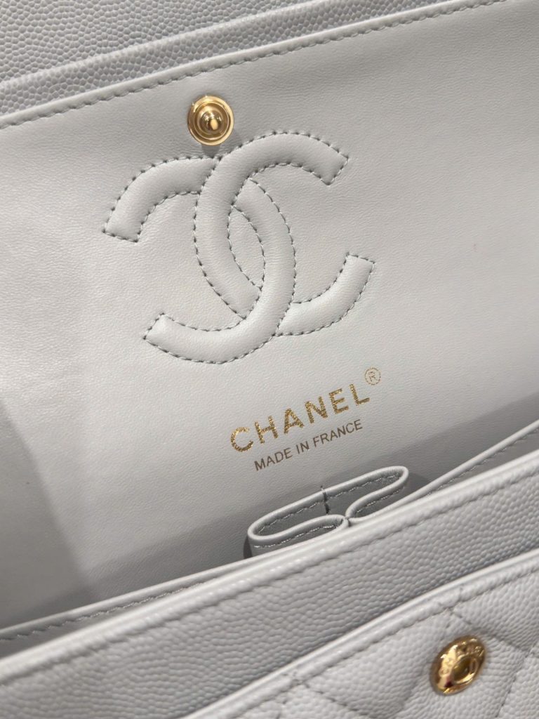 Túi Xách Nữ Hàng Hiệu Chanel Classic Màu Xám Khoá Vàng 23cm (2)