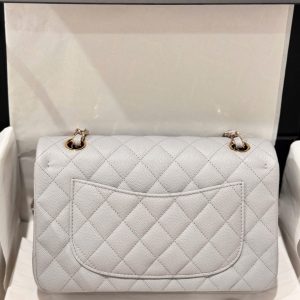 Túi Xách Nữ Hàng Hiệu Chanel Classic Màu Xám Khoá Vàng 23cm (2)