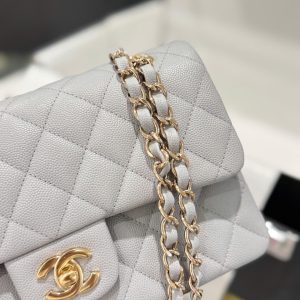 Túi Xách Nữ Hàng Hiệu Chanel Classic Màu Xám Khoá Vàng 23cm (2)