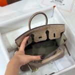 Túi Xách Nữ Hermes Birkin Cận Auth Da Đà Điểu Khoá Trắng 25cm (2)