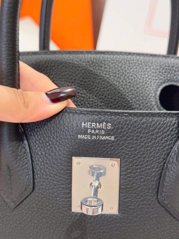 Túi Xách Nữ Hermes Birkin Like Auth Màu Đen Khoá Trắng 30cm (2)