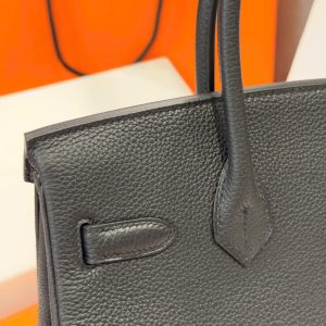 Túi Xách Nữ Hermes Birkin Like Auth Màu Đen Khoá Trắng 30cm (2)