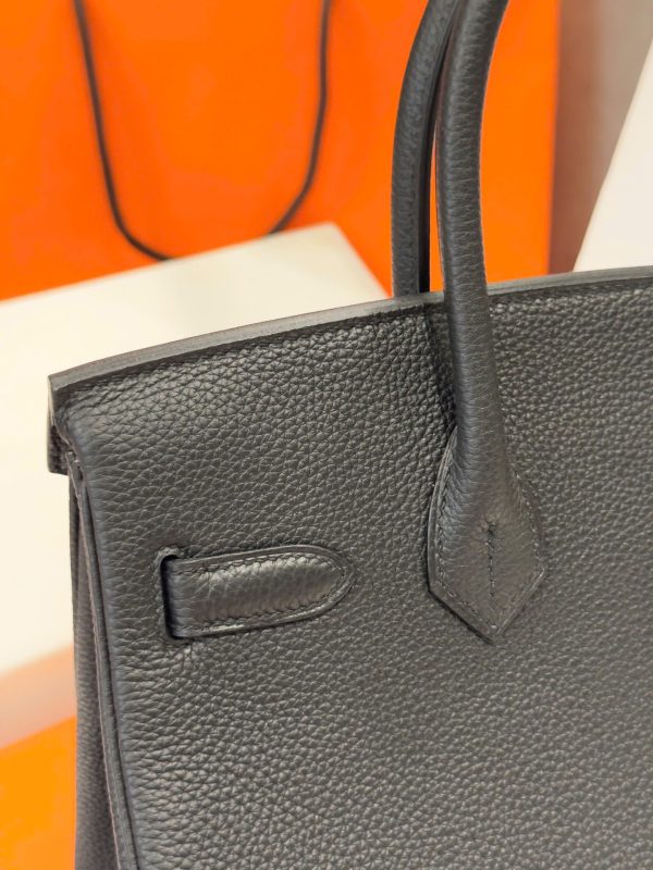 Túi Xách Nữ Hermes Birkin Like Auth Màu Đen Khoá Trắng 30cm (2)