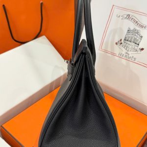 Túi Xách Nữ Hermes Birkin Like Auth Màu Đen Khoá Trắng 30cm (2)