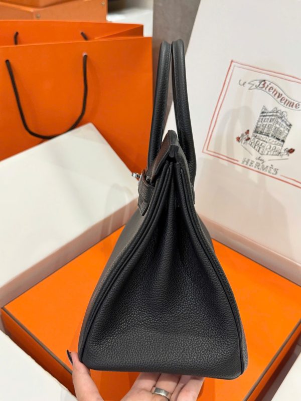 Túi Xách Nữ Hermes Birkin Like Auth Màu Đen Khoá Trắng 30cm (2)