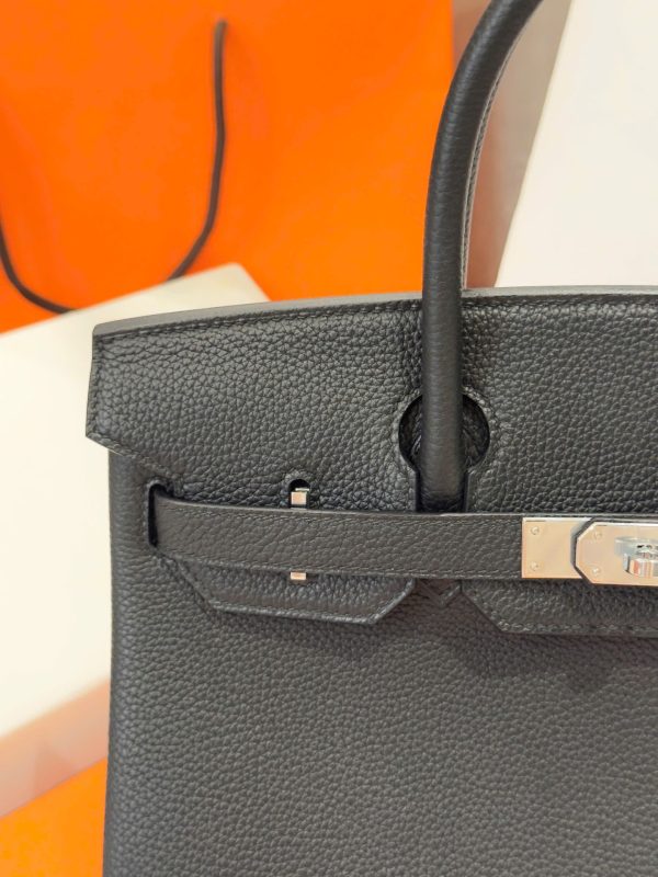 Túi Xách Nữ Hermes Birkin Like Auth Màu Đen Khoá Trắng 30cm (2)