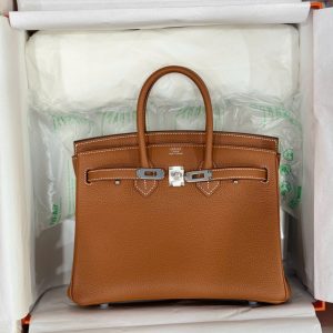 Túi Xách Nữ Hermes Birkin Màu Nâu Da Nứt Like Auth 25cm (2)