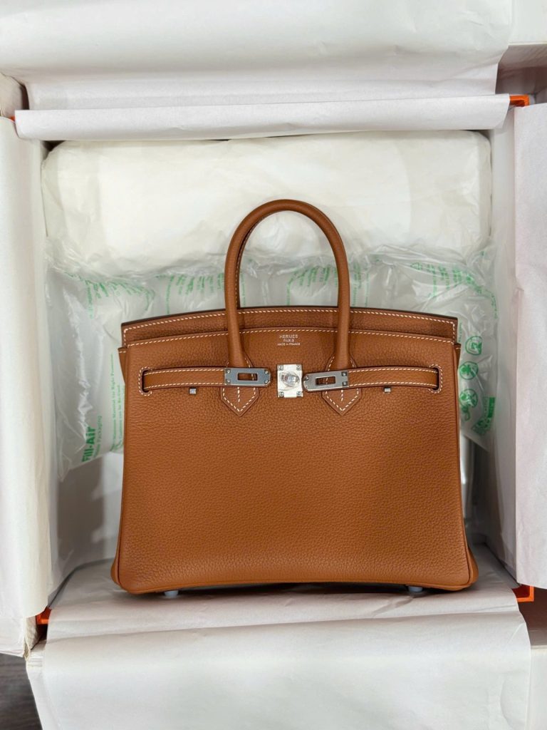 Túi Xách Nữ Hermes Birkin Màu Nâu Da Nứt Like Auth 25cm (2)