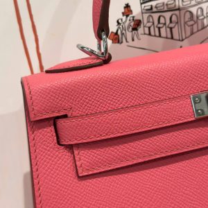 Túi Xách Nữ Hermes Kelly Like Auth Màu Hồng Đậm Khoá Trắng 25cm (2)