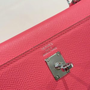 Túi Xách Nữ Hermes Kelly Like Auth Màu Hồng Đậm Khoá Trắng 25cm (2)