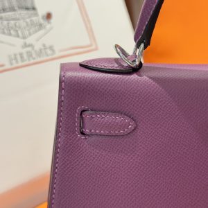 Túi Xách Nữ Hermes Kelly Like Auth Màu Tím Khoá Bạc 25cm (2)