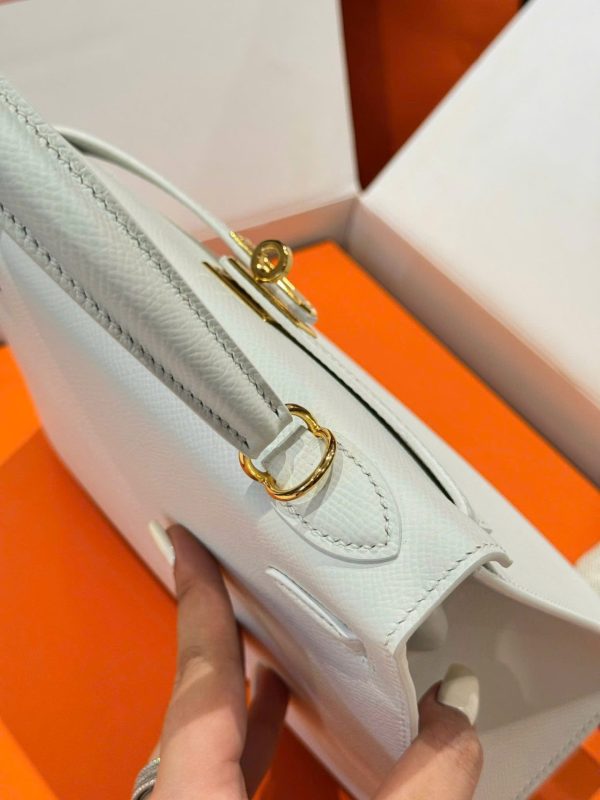 Túi Xách Nữ Hermes Kelly Rep 11 Cao Cấp Màu Trắng Khoá Vàng 25cm (2)