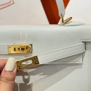 Túi Xách Nữ Hermes Kelly Rep 11 Cao Cấp Màu Trắng Khoá Vàng 25cm (2)