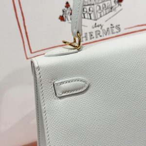 Túi Xách Nữ Hermes Kelly Rep 11 Cao Cấp Màu Trắng Khoá Vàng 25cm (2)