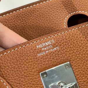 Túi Xách Nữ Like Auth Hermes Birkin Màu Nâu Khoá Trắng 30cm (2)