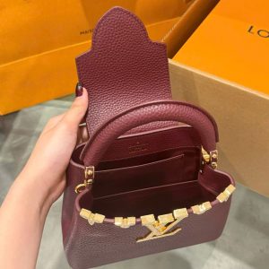 Túi Xách Nữ Louis Vuitton LV Capucines Màu Đỏ Mận Siêu Cấp 21cm (2)