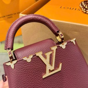 Túi Xách Nữ Louis Vuitton LV Capucines Màu Đỏ Mận Siêu Cấp 21cm (2)