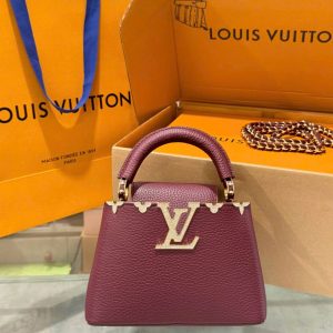 Túi Xách Nữ Louis Vuitton LV Capucines Màu Đỏ Mận Siêu Cấp 21cm (2)