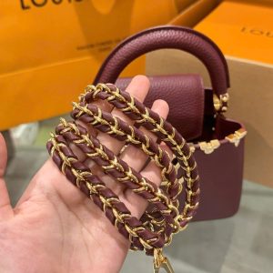 Túi Xách Nữ Louis Vuitton LV Capucines Màu Đỏ Mận Siêu Cấp 21cm (2)