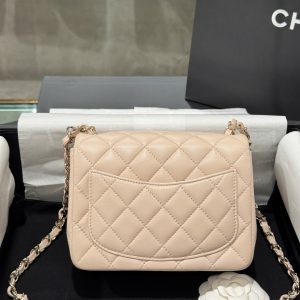 Túi Xách Nữ Siêu Cấp Chanel Classic Mini Màu Be Khoá Vàng 17cm (2)