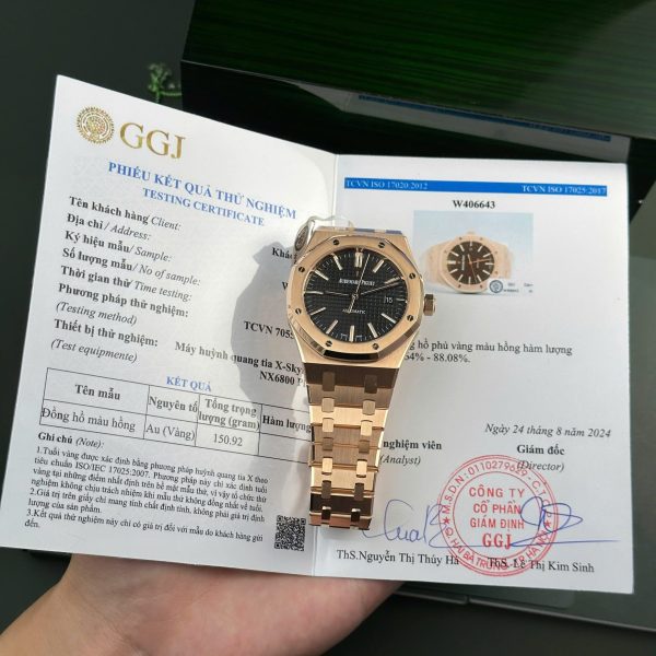 Đồng Hồ Audemars Piguet Royal Oak 15400 Chế Tác Bọc Vàng Thật Mặt Đen ZF 41mm (2)