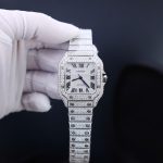 Đồng Hồ Chế Tác Cartier Santos Đính Full Kim Cương Moissanite Hong Kong 35mm (2)