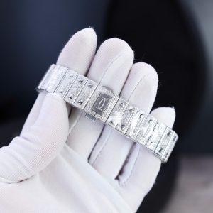 Đồng Hồ Chế Tác Cartier Santos Đính Full Kim Cương Moissanite Hong Kong 35mm (2)