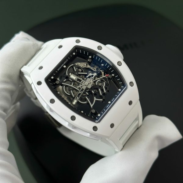 Đồng Hồ Chế Tác Richard Mille RM055 Vỏ Gốm Trắng Dây Cao Su Nhà Máy ZF 45mm (1)