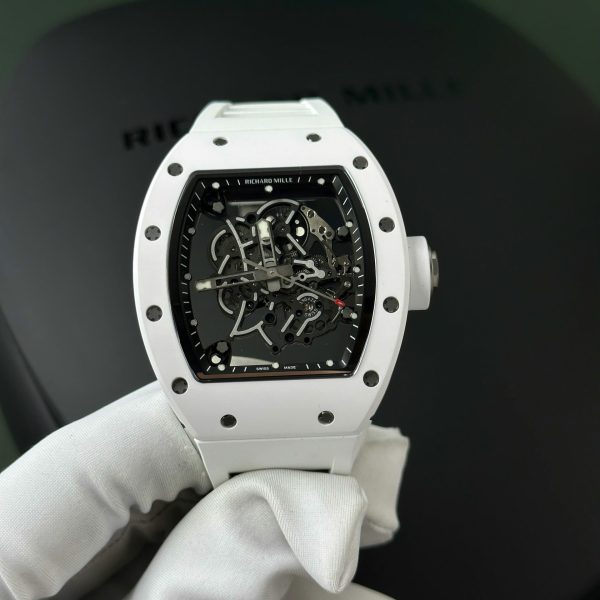 Đồng Hồ Chế Tác Richard Mille RM055 Vỏ Gốm Trắng Dây Cao Su Nhà Máy ZF 45mm (1)