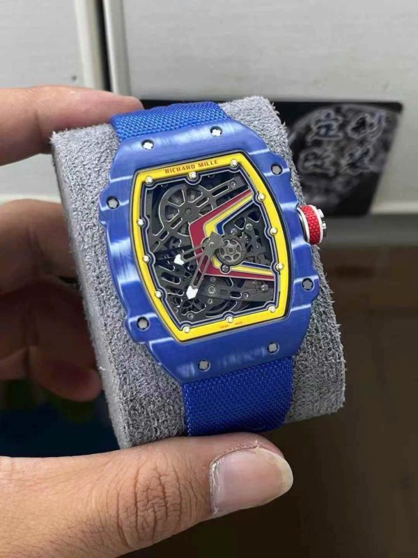 Đồng Hồ Chế Tác Richard Mille RM67-02 Vỏ Carbon Màu Xanh Dương Siêu Nhẹ 37 Grams 38.7×47 (4)