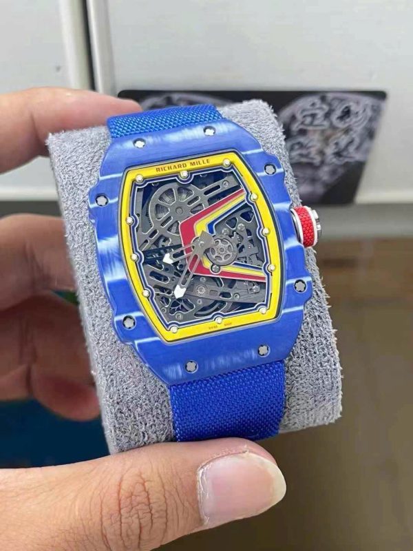 Đồng Hồ Chế Tác Richard Mille RM67-02 Vỏ Carbon Màu Xanh Dương Siêu Nhẹ 37 Grams 38.7×47 (4)