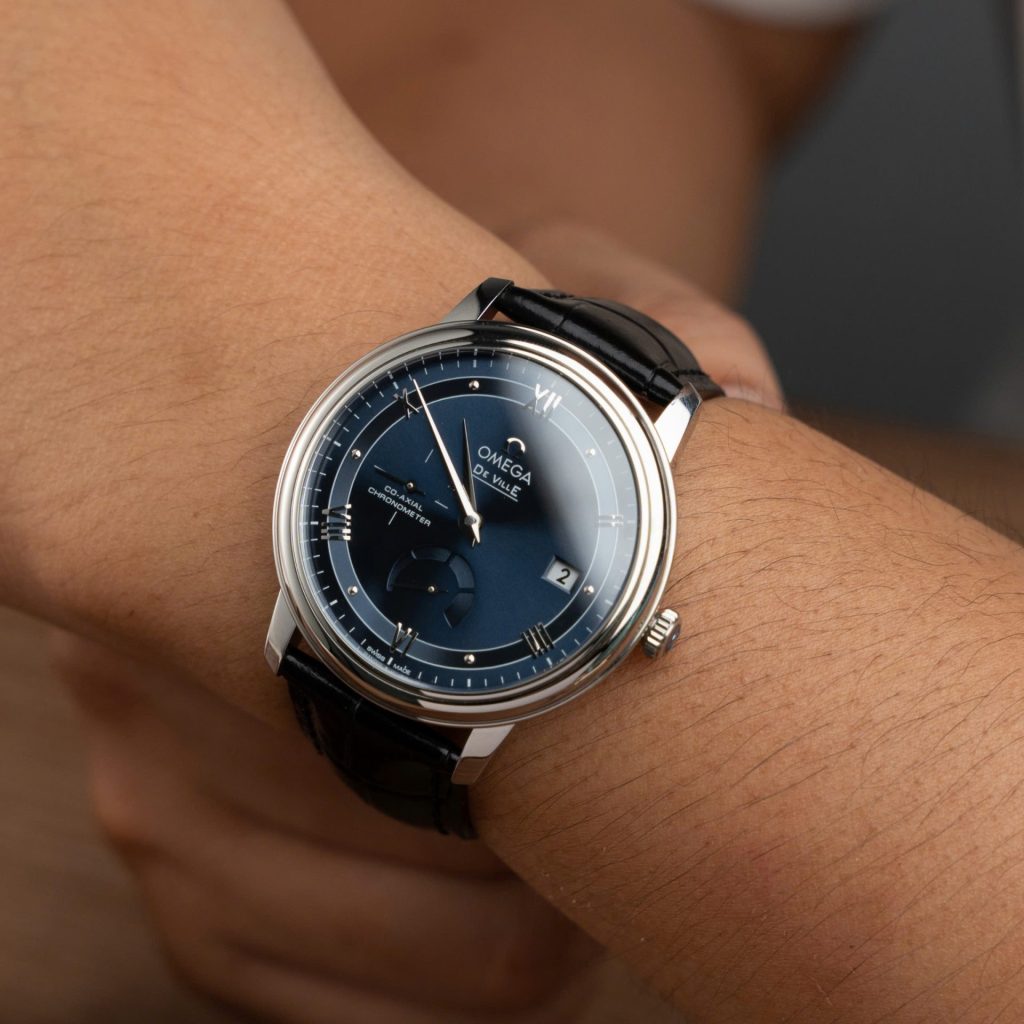 Đồng Hồ Omega De Ville Prestige Power Reserve Rep 11 Mặt Xanh Blue Dây Da 39 (2)