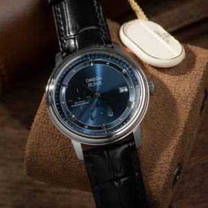 Đồng Hồ Omega De Ville Prestige Power Reserve Rep 11 Mặt Xanh Blue Dây Da 39 (2)