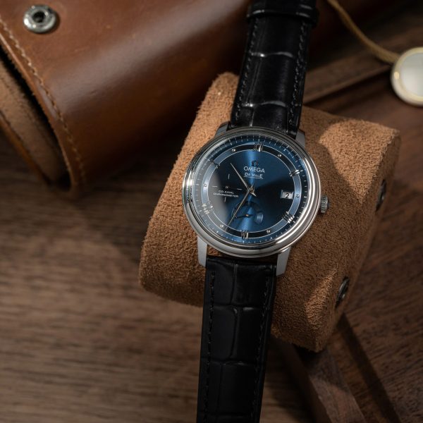 Đồng Hồ Omega De Ville Prestige Power Reserve Rep 11 Mặt Xanh Blue Dây Da 39 (2)