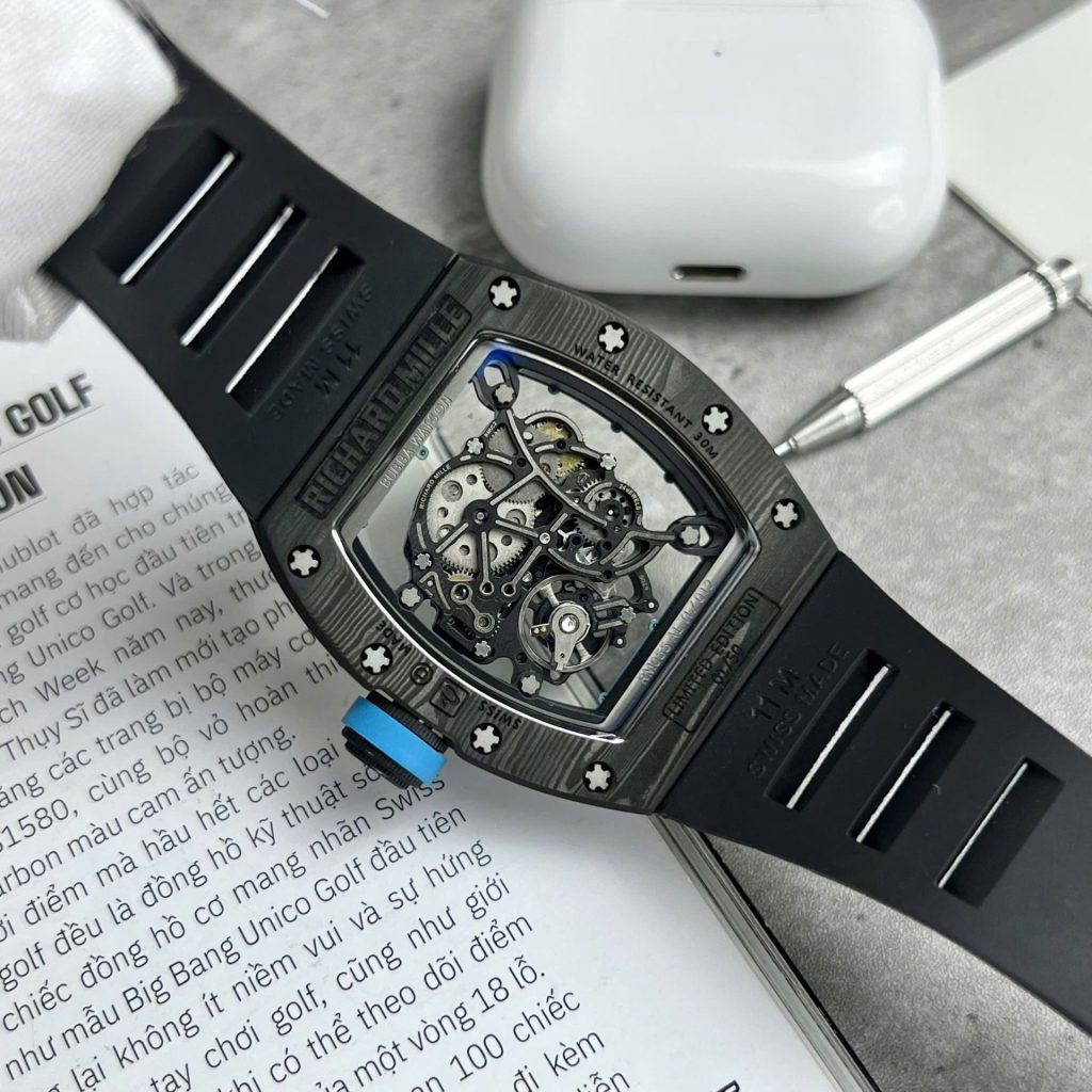 Đồng Hồ Richard Mille RM055 Replica 11 Vỏ Full Carbon Dây Cao Su 45mm (2)