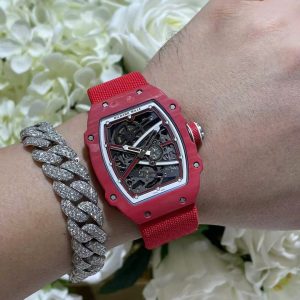 Đồng Hồ Richard Mille RM67-02 Chế Tác Vỏ Carbon Màu Đỏ Siêu Nhẹ Trọng Lượng 37 Grams 38.7×47 (2)